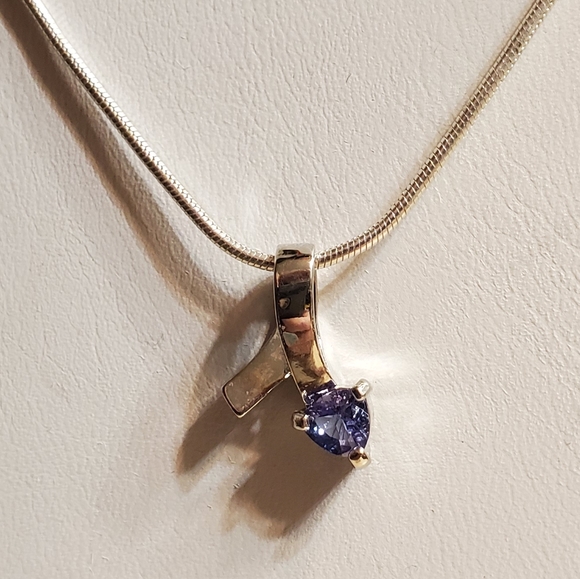 Sale AZURITE SLIDE CHARM with snake chain STERLING SILVER VINTAGE EXCELLENT - Picture 7 of 10